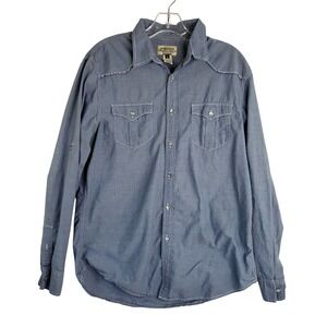 American Rag Shirt Men Medium Blue Western Chambray Long Sleeve Button Up Cowboy